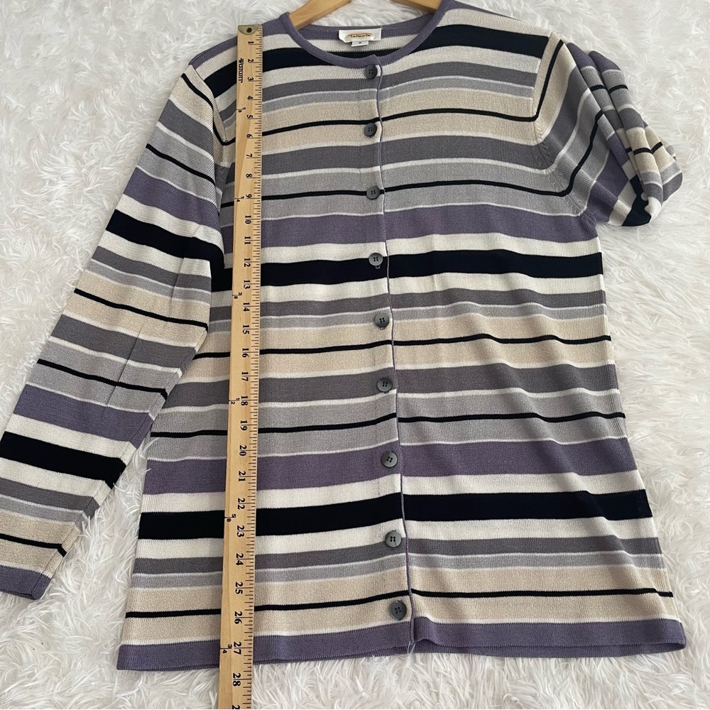 Talbots Striped Multicolored Button Sweater Women… - image 6